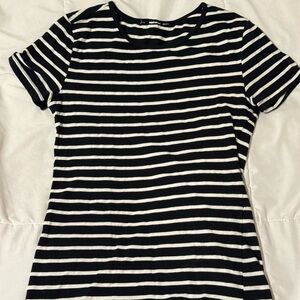 Navy and White Striped Women's Top